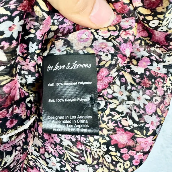 For Love & Lemon Grace Mini Dress Size Small Floral Lined Boho Prairie Feminine - Image 11