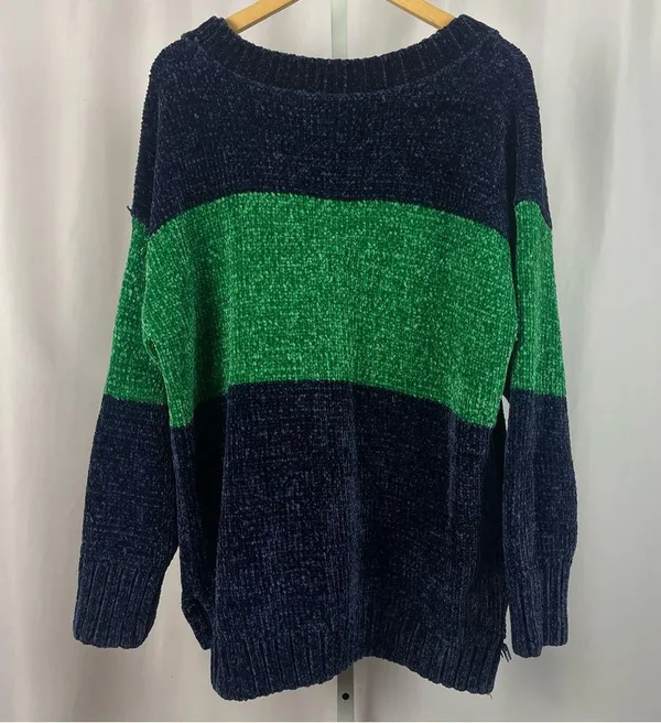 Offline by aerie Large Colorblock Crewneck Chenille Sweater Chunky Knit - Image 4