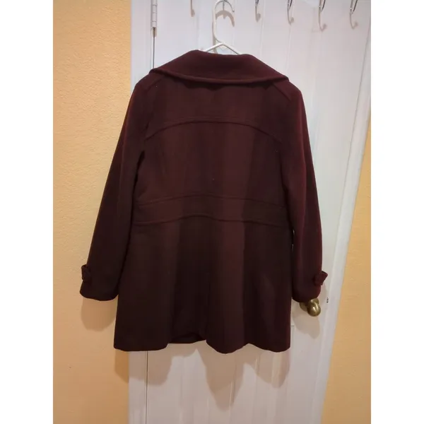 Womens Cole Haan Coat Size 14 Wool Blend Bordeaux Dark Red Burgundy - Image 7