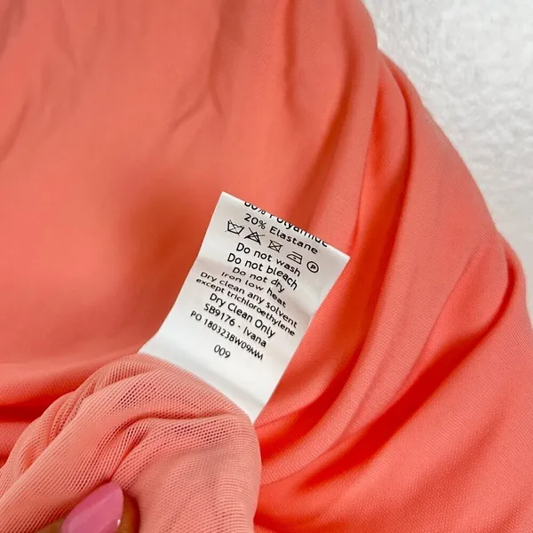 HOUSE OF CB Ivana Gathered Asymmetric Dress in Apricot Size Medium - Image 9