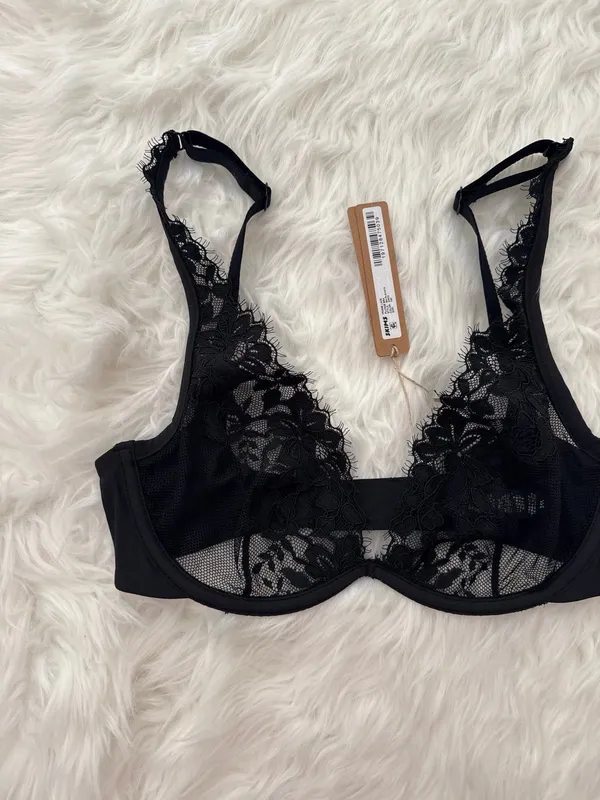 Skims Femme Lace Plunge Bra Onyx Size 34C - Image 3