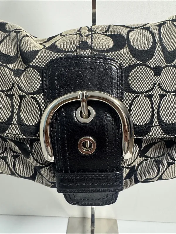 Coach SoHo Signature Flap Bag Y2K Oversized Hardware - Image 2