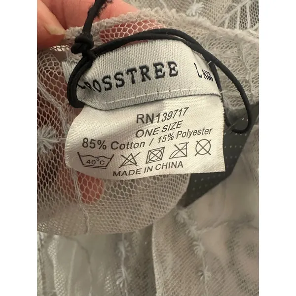 CrossTree Lane Sheer Embroidered Mesh Lace Kimono Boho Fairy Fringe Gray‎ OS - Image 6