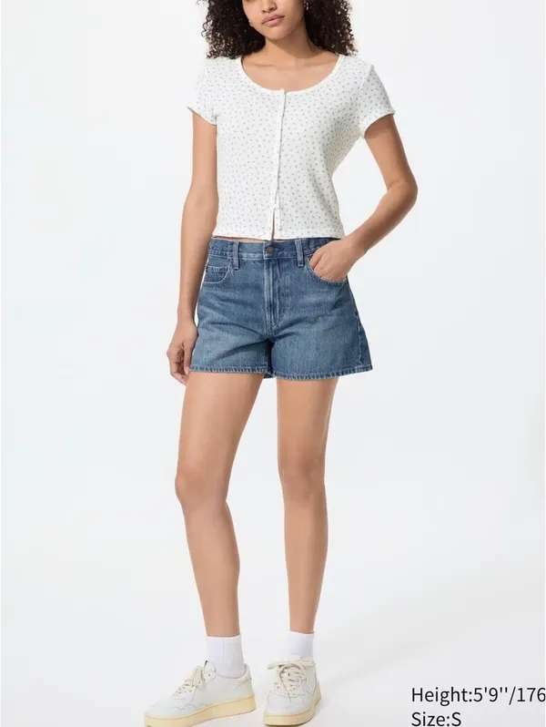 Uniqlo Waffle Full Open Mini T-Shirt | Pattern NWT White XS - Image 2