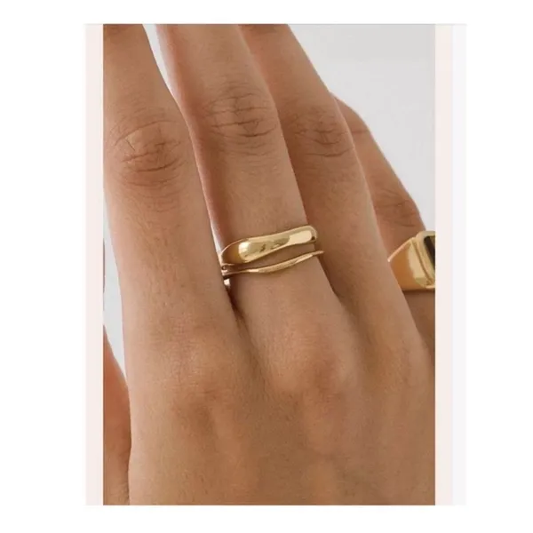 Boutique NEW 14k Yellow Gold Wave Ring | Gold‎ Plated Sterling Silver - Image 11