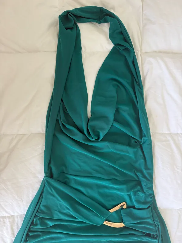 Green Halter Mini Dress with Gold Accent XS - Image 9