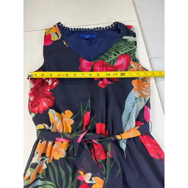 Apt. 9 Navy Blue Tropical‎ Floral High Low Maxi Dress Sleeveless Small - Image 5