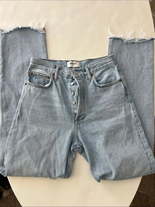 AGOLDE 90s Pinch Light Wash Buttonfly Organic Cotton Straight Leg Jeans 26 $230 - Image 4