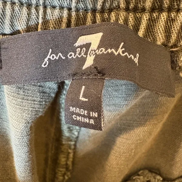 7 For All Mankind Olive Green Cargo Jogger Pants Cotton Lyocell‎ Size Large - Image 5