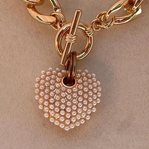 NWT Vera by New York bold chain and faux pearl heart choker - Image 3
