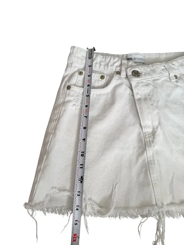 ZARA Women’s  White Denim Skirt Size Small - Image 6