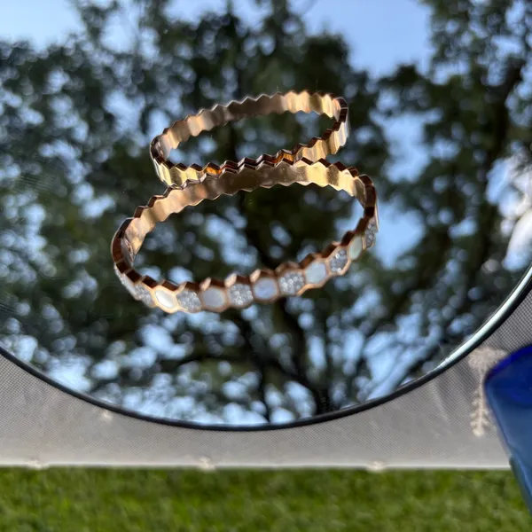 Rose Gold Hexagon Bracelet with Silver Accents - Image 5
