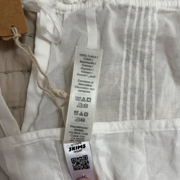 SKIMS Voile Super Cropped Cami Marble White Cotton Tie Front Top XL NWT‎ - Image 6