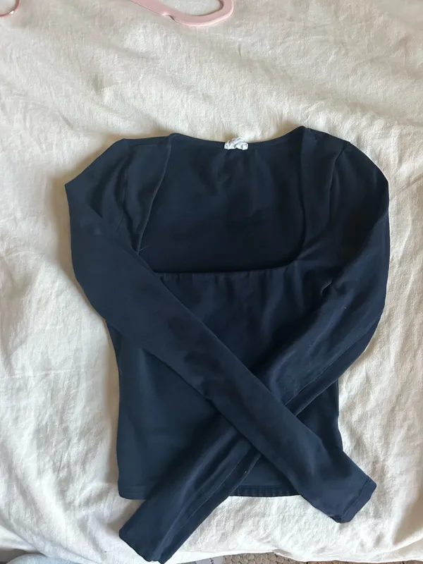Garage Navy Long Sleeve Square Neck Top - Image 4