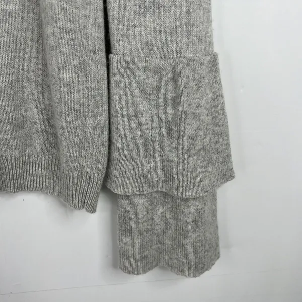 J.Crew Small Sweater Gray Tiered Bell Sleeve Crew Neck Heathered Knit Pullover - Image 6