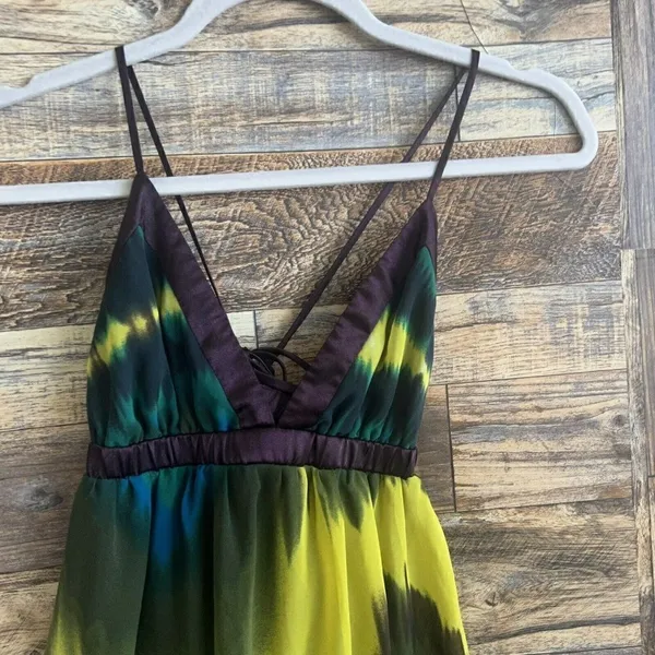 Forever 21 chiffon mini Dress criss cross tie back backless purple yellow MEDIUM - Image 5