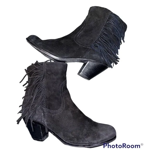 Sam Edelman Black Suede Fringe Louie Booties - Image 5