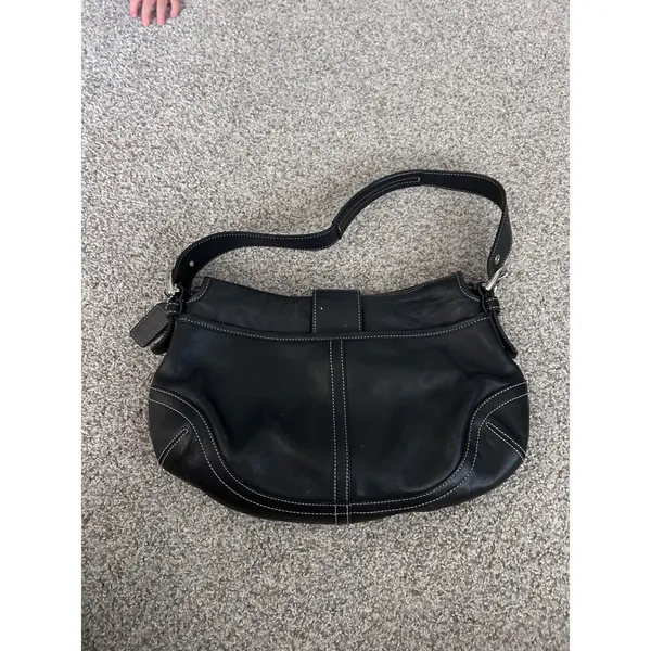 Y2K VTG Coach Soho Black Leather Buckle Flap Shoulder Bag‎ 9248 Contrast Stitch - Image 5