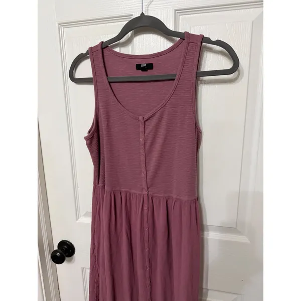 Frye Womens Button Front Maxi Dress Mauve Pink Sleeveless Gauze Pocket Small‎ - Image 4