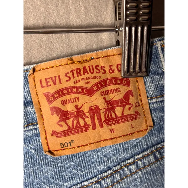 Levi's Womens 501 Original Shorts 27 Blue Distressed Cutoff Denim Boho Festival - Image 5