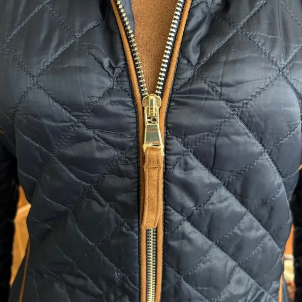 Rafaella Weekend Equestrian‎ Style Navy Diamond Quilted Jacket Petite Medium PM - Image 7
