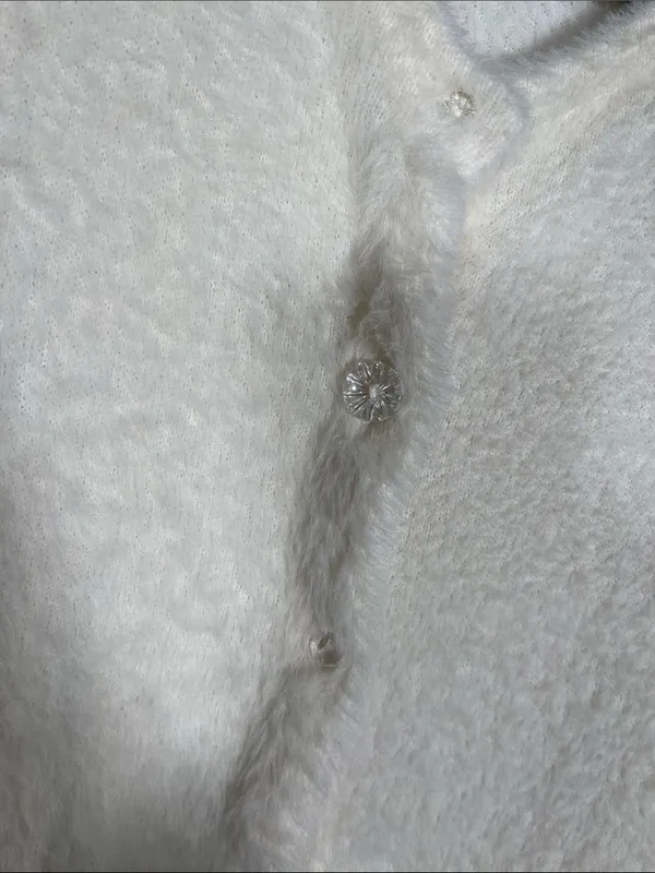 Free People One Womens Ivory Fuzzy Soft Cardigan Sweater Small Oversized Slouchy - Image 3
