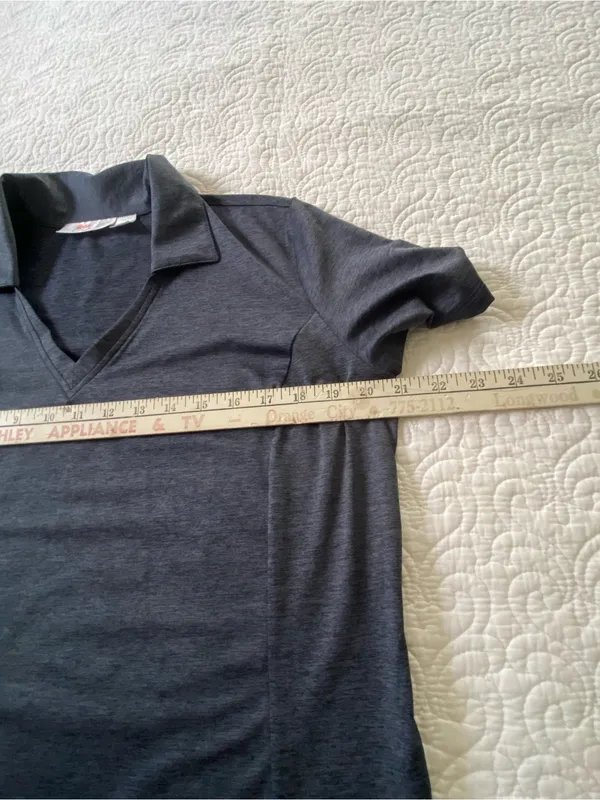 Guru Golf Heather Navy Golf Shirt Short Sleeve Johnny Collar Size Large - Image 13