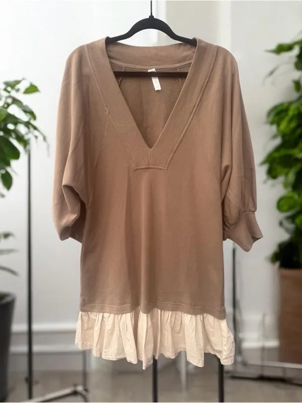 Anthropologie Daily Practice V-Neck Mini Twofer Dress Size Small - Image 2