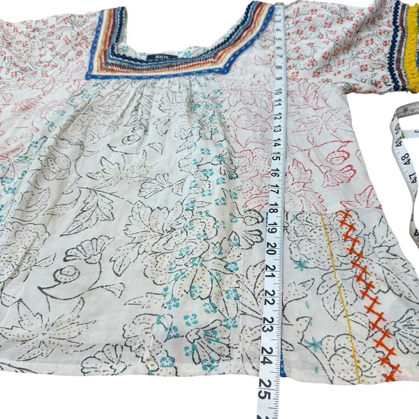 Maeve Embroidered‎ Tassel Square Neck Boho Blouse Bohemian Festival Artistic Medium - Image 10