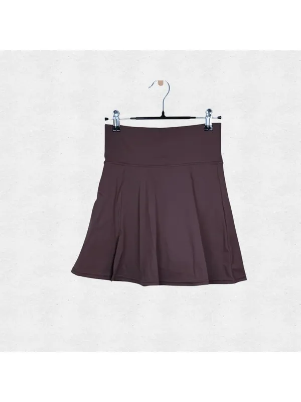 Mocha Brown Golf Skort Small Stretchy Mini Tennis Skirt Slit Athleisure Preppy - Image 6