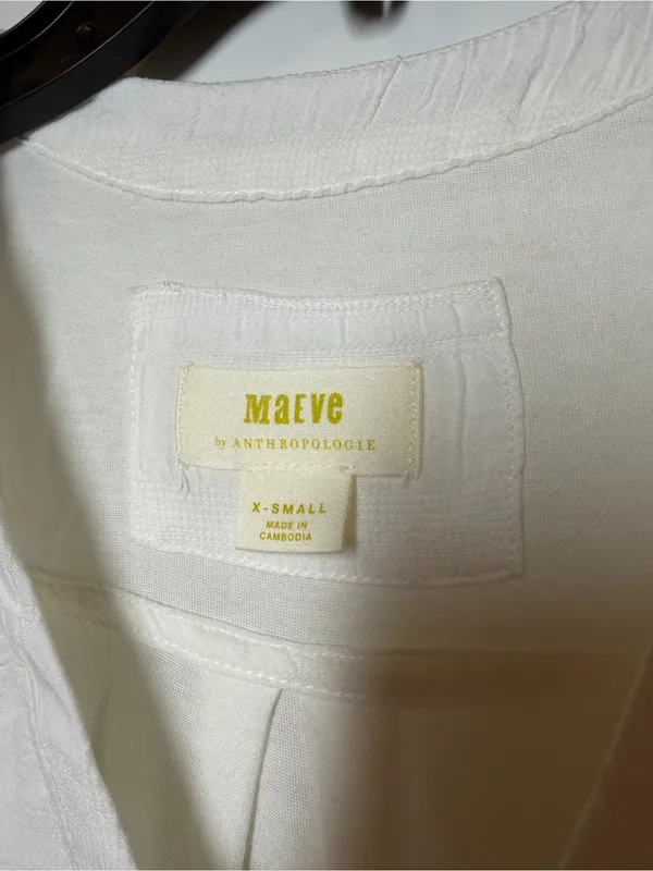 Anthropologie Maeve White V-Neck Sleeveless Tunic Top - Image 3