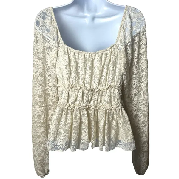 Altar's State Ivory Lace Sweetheart Babydoll Blouse Cottagecore Fairy Feminine S - Image 5