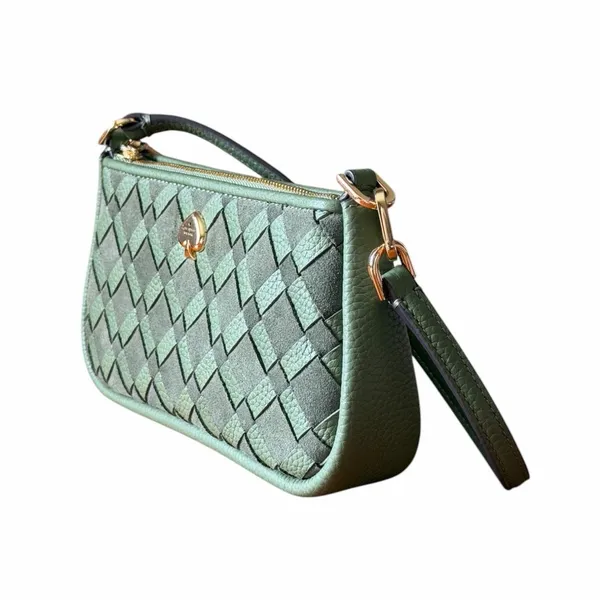 Kate Spade Kayla KM148 Woven Leather Convertible Shoulder Bag Cedar Green NWOT - Image 3