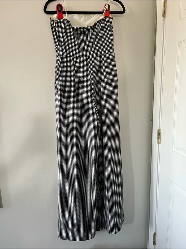 Express Black White Houndstooth Wide Leg Jumpsuit Small Preppy Business Casual - Image 6