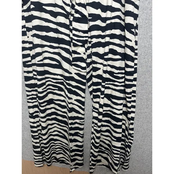 K. Jordan Large‎ Womens Pants Wide Leg Zebra Print Black White Loose Flowy - Image 10
