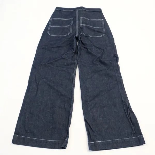 Bliss and Mischief Jeans Womens Size 2 Blue Contrast Stitch Wide Leg Workwear - Image 2