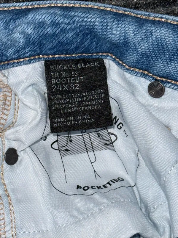 Buckle Black Fit 53 Bootcut Stretch Jeans 24x32 Light Wash Distressed BBW6514R - Image 9