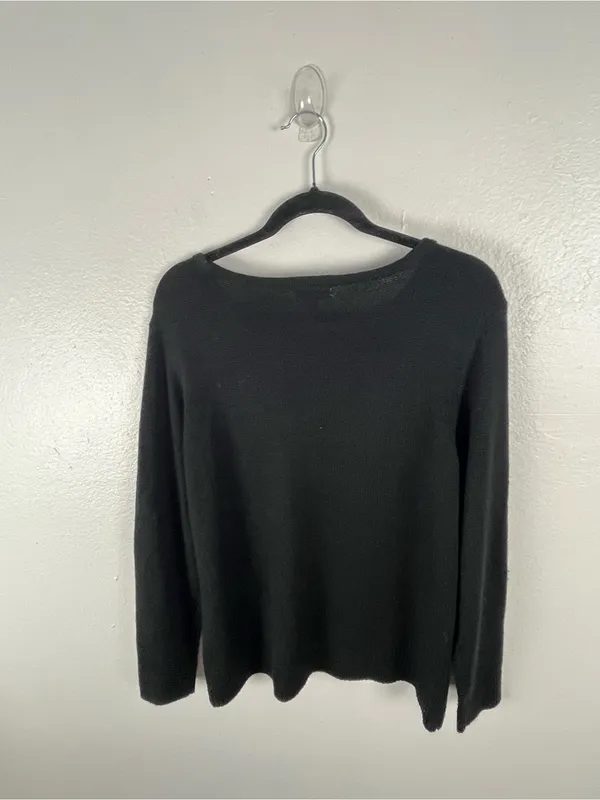 CROFT & BARROW Black Cat Graphic Long Sleeves Knit Sweater Size Large Christmas - Image 2