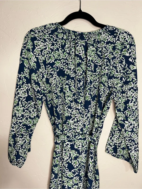 Maeve by Anthropologie Blue Green‎ Floral Button Front Tie Waist Dress - Image 10