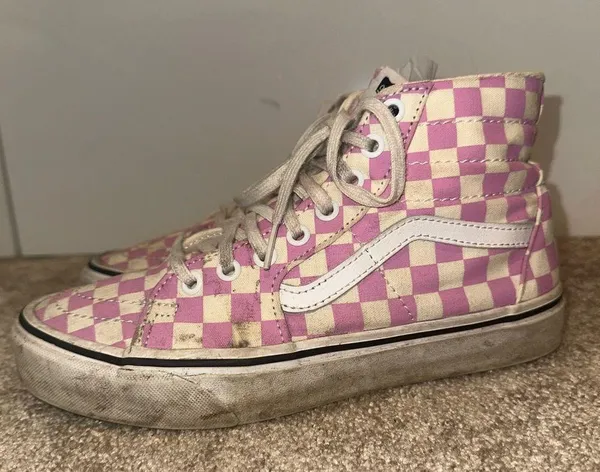 Vans Pink and White Checkered Sneakers - Image 2