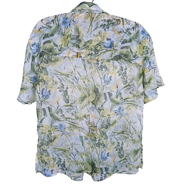 Abercrombie Womens Sheer Floral Button Up Shirt Size XS Green Resort Tropical - Image 3