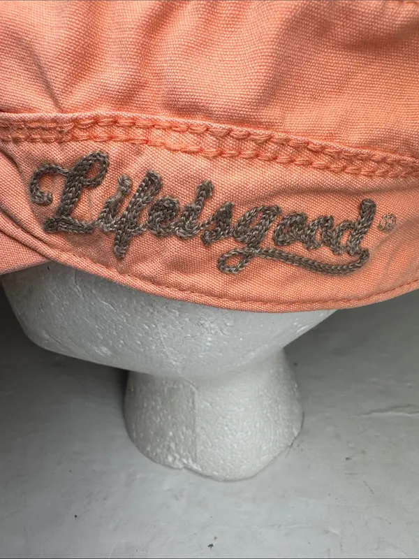 Life Is Good Peach Hat Embroidered Logo elastic back casual Y2K style o/s - Image 5