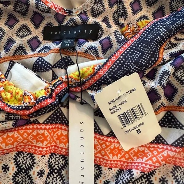 Sanctuary nwt medium dress lined to knee adjustable strap Aztec chevron polyest - Image 4