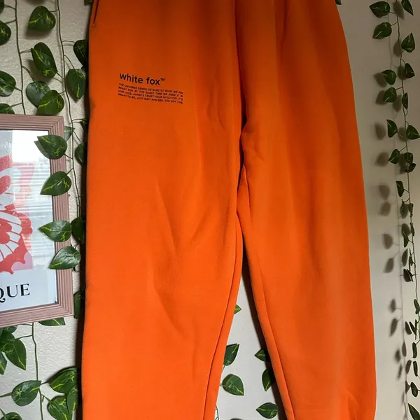 Women’s White Fox Orange Joggers Size XL - Image 2