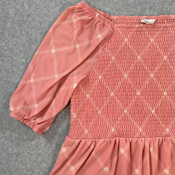 Cato Dusty Rose Off the Shoulder 3/4 Sleeve Blouse Women's Large Smocked - Image 2