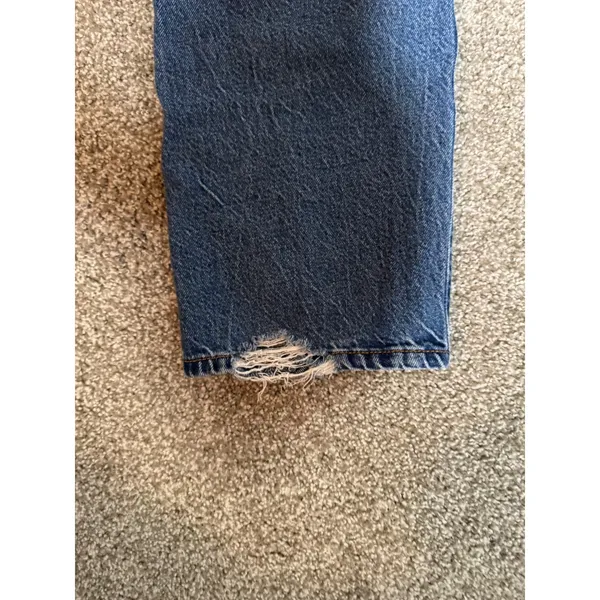 Levis Premium 501 90s Straight Leg Jeans Medium Wash Distressed W26 L30 - Image 9