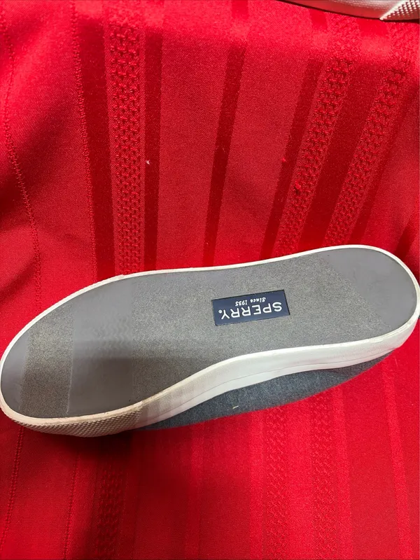Sperry Top Sider Gray Sneakers With Silver Leather Lace Sz 7M - Image 5