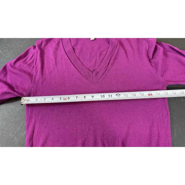 J.Crew 100% Merino Wool Sweater Women S Magneta Purple V-Neck Lightweight - Image 10