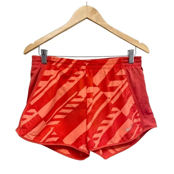 Nike Dri-FIT Running Shorts Red Orange Geometric Graphic Print Size Small - Image 2
