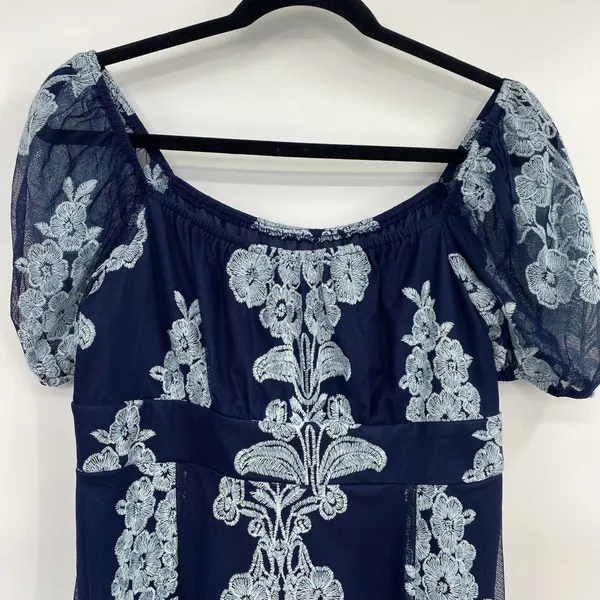 Altar'd State Fit n Flare Dress Lace Overlay Mini Short Sleeve Womens Large NEW - Image 2